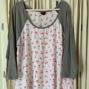 Torrid gray and cherry baseball shirt